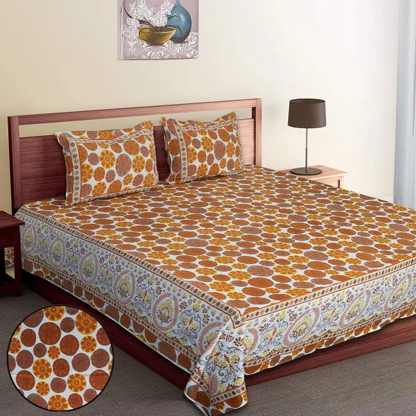 Yellow_Cotton_Rajwada_Utsav_Double_Bedsheet_With_Pillow_Cover_120X120_Cm